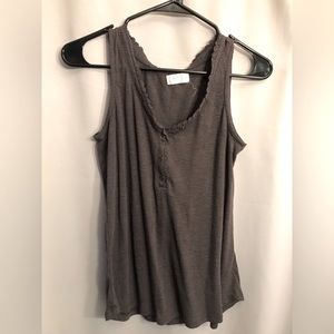 Maurices Henley Lace Collared Charcoal Tanktop Size Small